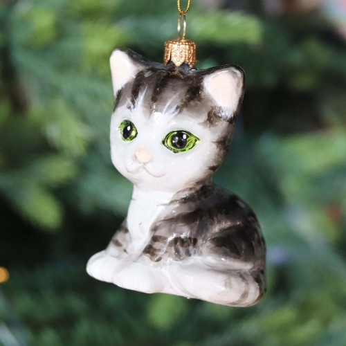 Елочная игрушка Komozja Фартовый Котик серый