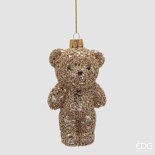 Елочная игрушка EDG Мишка золотой бисер и стразы В14