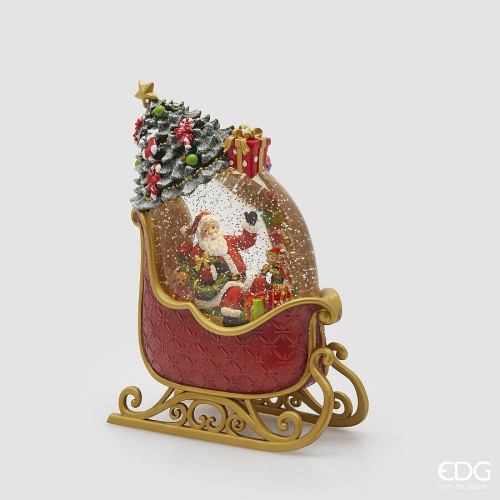 Снежный шар музыкальный EDG Санта в карете LED В25