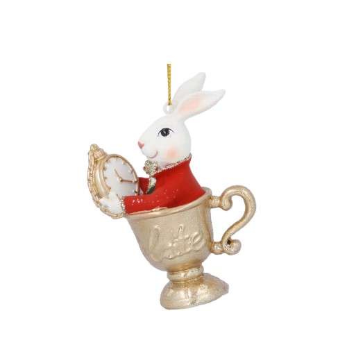 Елочная игрушка Gisela Graham Герои сказок Кролик в чайной чашке В9