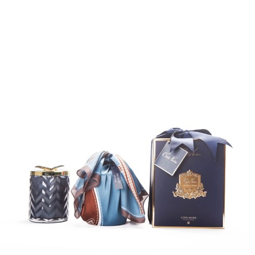 Аромасвічка Cote Noire Herringbone 600г синя з хусткою