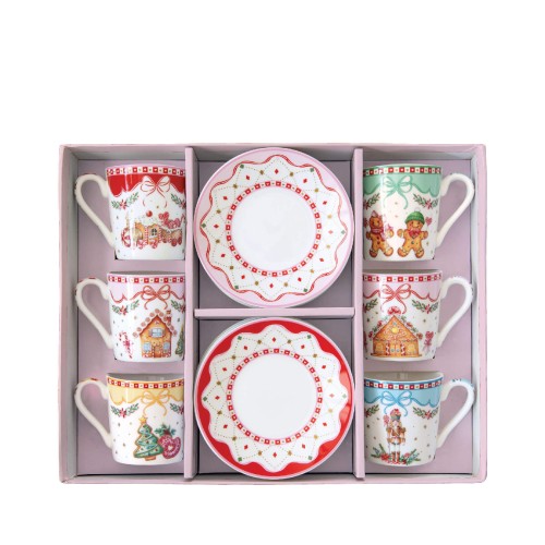 Чашки с блюдцем Easy Easy Life Sweet Christmas для кофе 100мл х6