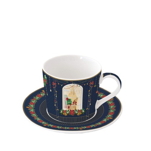 Чашка з блюдцем Easy Life Festive Avenue для сніданку 380мл