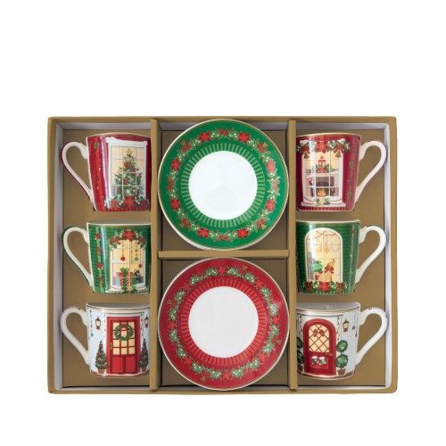 Чашки с блюдцем Easy Life Festive Avenue для кофе 100мл х6