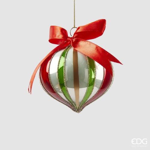 Новогодний шар EDG Флерон с бантиком Д8