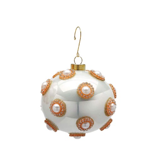Новорічний кулька EDG з перлинами перламутровий Д10
