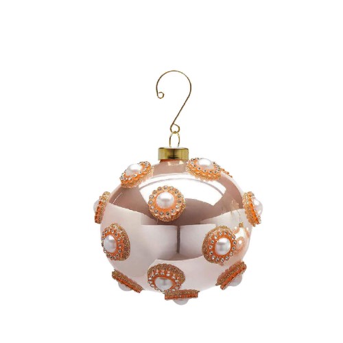 Новорічний кулька EDG з перлинами шампань Д10