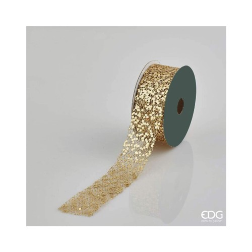 Декоративная лента EDG глиттер золотая 40мм 10м