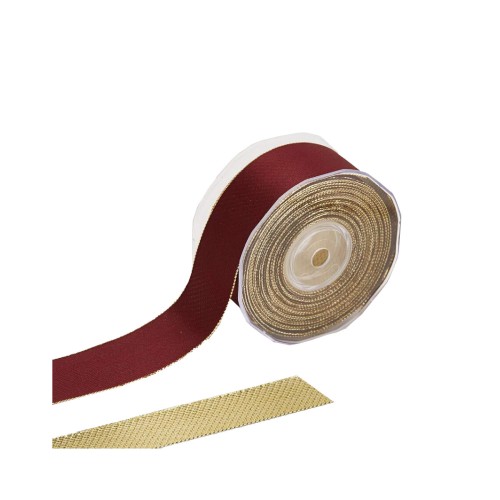 Декоративная лента EDG двухсторонняя бургунди золото 40мм 10м