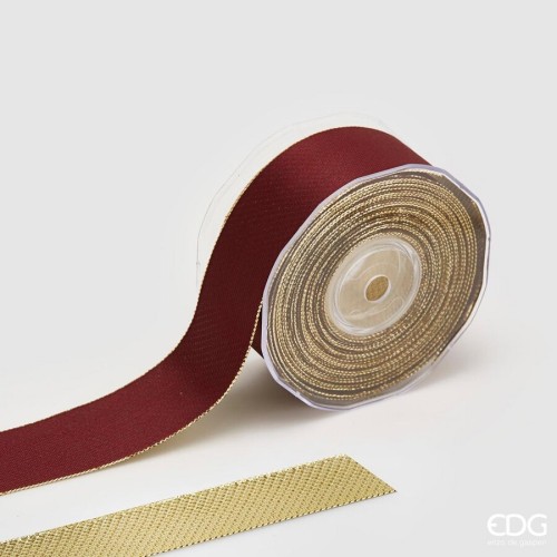 Декоративная лента EDG двухсторонняя бургунди золото 40мм 10м