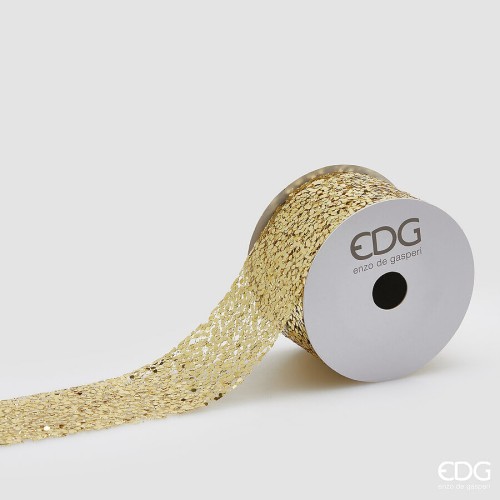 Декоративная лента EDG глиттер золотая 60мм 10м