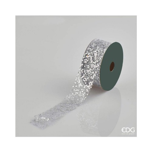 Декоративна стрічка EDG лелітки срібні 40мм 10м