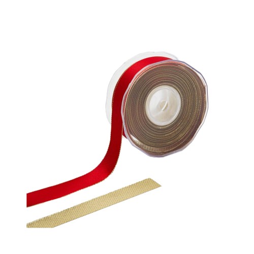 Декоративная лента EDG двухсторонняя красно-золотая 25мм 10м