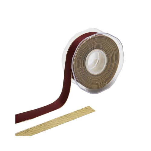 Декоративная лента EDG двухсторонняя бургунди золото 25мм 10м