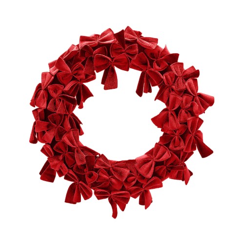 Новогодний венок EDG из бантов красный Д75