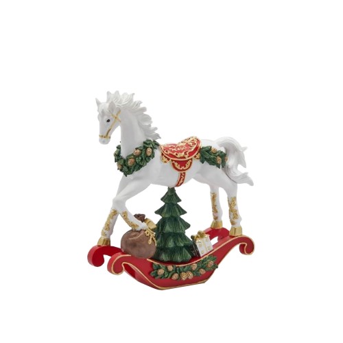 Новорічна статуетка Символ року EDG Кінь-гойдалка з ялинкою В36