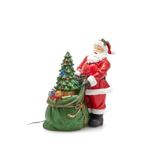 Новогодняя статуэтка EDG анимационная Санта с елкой в мешке В47
