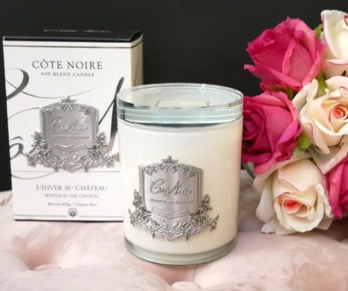 Аромасвічка Cote Noire 450г Зима в шато срібло з кришталевою кришкою