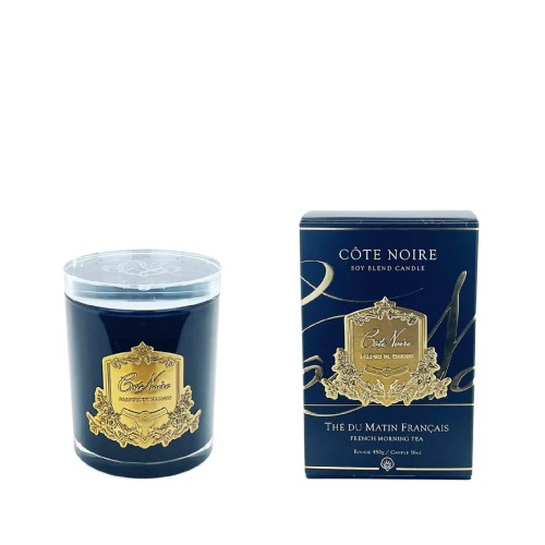 Аромасвічка Cote Noire 450г Французький ранковий чай золото з кришталевою кришкою