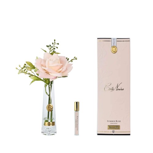 Аромадифузор Cote Noire New Літня троянда рожеве шампанське в прозорій вазі золото 1 парфум