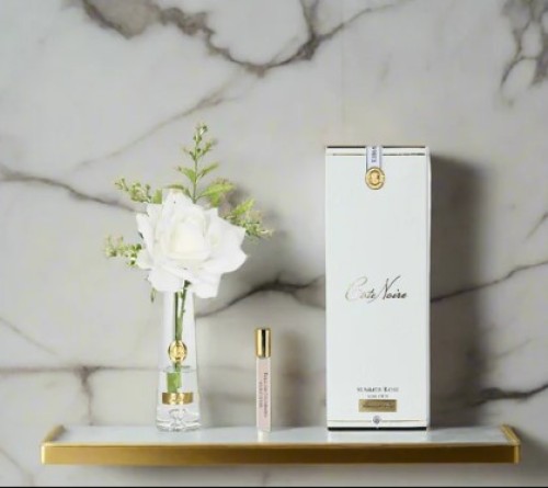 Аромадифузор Cote Noire New Літня троянда біла в прозорій вазі срібло 1 парфум