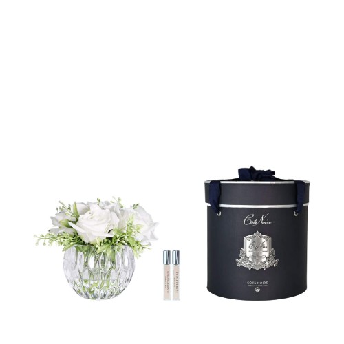 Аромадифузор Cote Noire New Літній букет троянд білі в прозорій круглій вазі 2 парфуми срібло