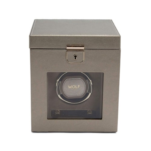 Шкатулка для часов WOLF Palermo с виндером 22х20х20 оловянная