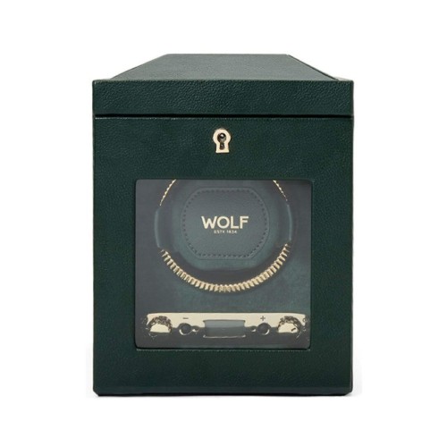 Шкатулка для часов WOLF British Racing с виндером 20х20х20 зеленая