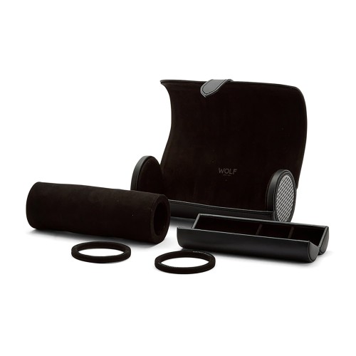 Шкатулка для часов WOLF Axis ролл 20x8 черная серая