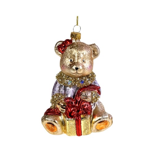 Ялинкова іграшка ZELENA Ведмедик з подарунком В13