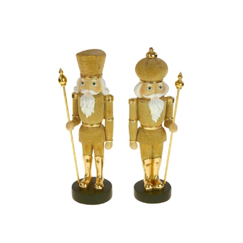 Новогодняя статуэтка ZELENA Щелкунчик золотой В32 а2