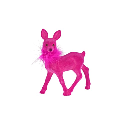 Новорічна статуетка ZELENA Оленя оксамитове рожеве В23