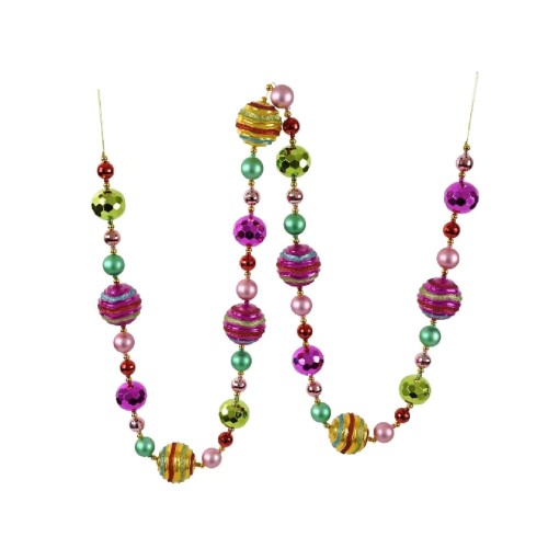 Гирлянда ZELENA из новогодних шаров разноцветная Д270 91 шар