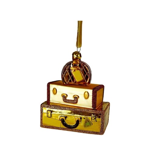 Елочная игрушка ZELENA Чемоданы Багаж золотой В12
