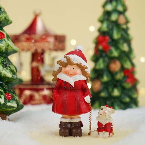 Новогодняя статуэтка Inge Glas Ребенок Девочка с любимцем В11