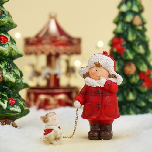 Новогодняя статуэтка Inge Glas Ребенок Мальчик с любимцем В11