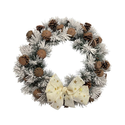 Рождественский венок ZELENA Орегон заснеженный с шишками Д60