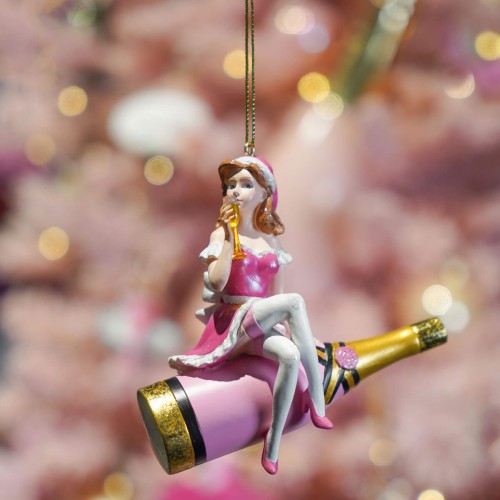 Елочная игрушка EDG Леди и бутылка шампанского В10