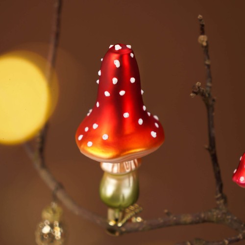 Елочная игрушка Inge Glas Мухомор на клипсе В12