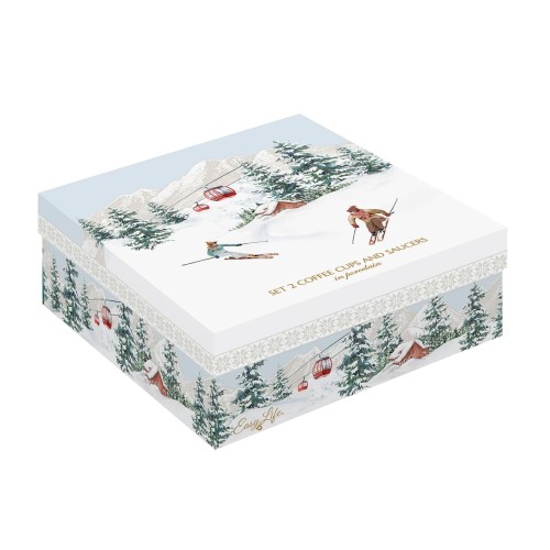 Порцелянові чашки з блюдцем Easy Life Білий ліс 75мл х2