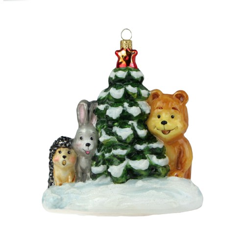 Ялинкова іграшка Komozja Новорічна ялинка зі звірятками В13