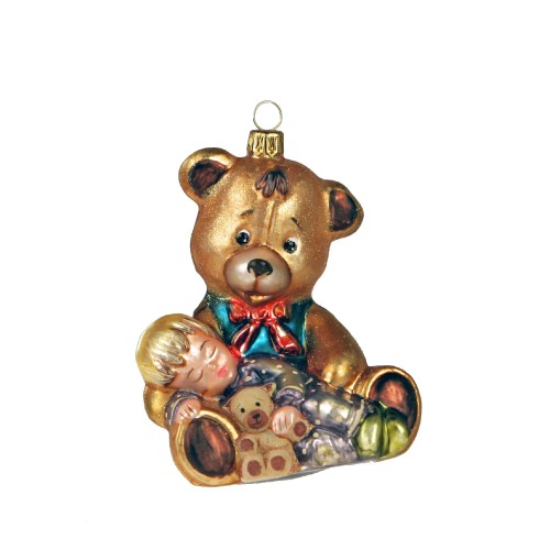 Елочная игрушка Komozja Мишка со спящим мальчиком В10