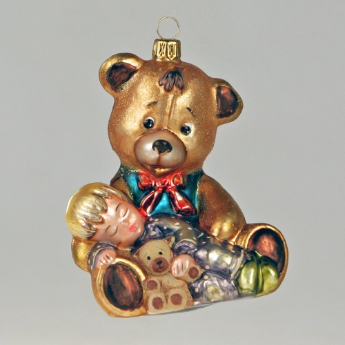 Елочная игрушка Komozja Мишка со спящим мальчиком В10