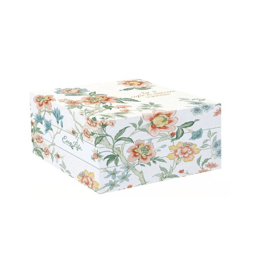 Набор фарфоровых чашок Easy Life Zen Garden White с блюдцем 225мл х2