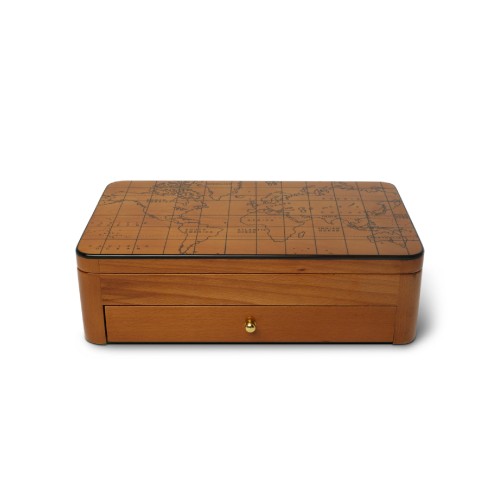 Шкатулка для украшений с картой мира Authentic Models L с выдвижным ящиком