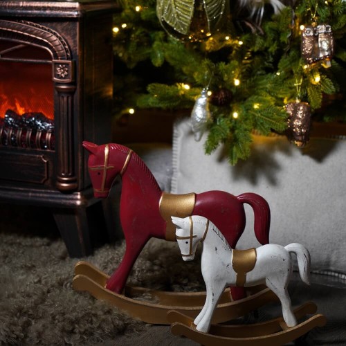 Статуэтка Символ года ZELENA Лошадь-качалка бело-золотая Д27