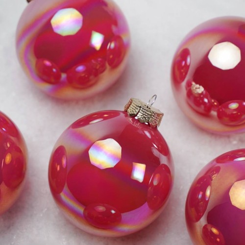 Новогодние шары Inge Glas х12 Д8 темно-розовые перламутровые