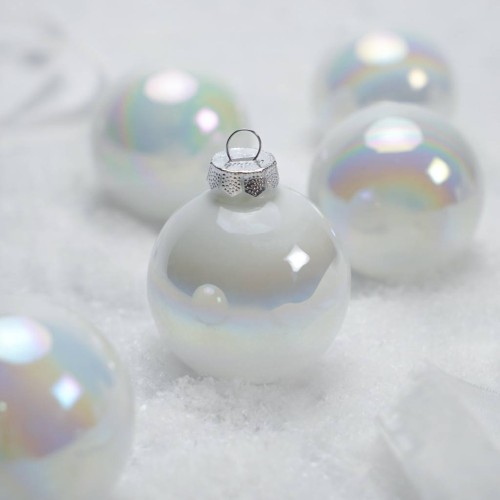 Новорічні кулі Inge Glas х12 Д8 світло-перламутрові