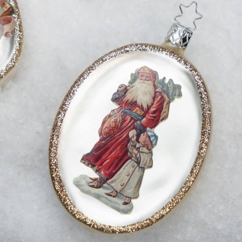 Елочная игрушка Inge Glas Санта с ребенком красный В11