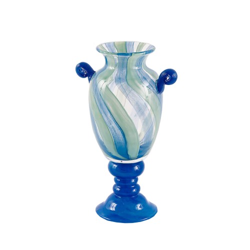 Ваза стеклянная EDG Pennellate голубая В33